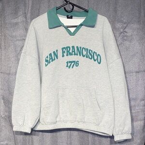 PacSun Gray and Green V-Neck Women's Sweater